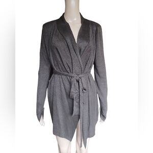 Lafayette 148 New York Womens Long Sleeved Brown Belted Linen Cardigen Medium